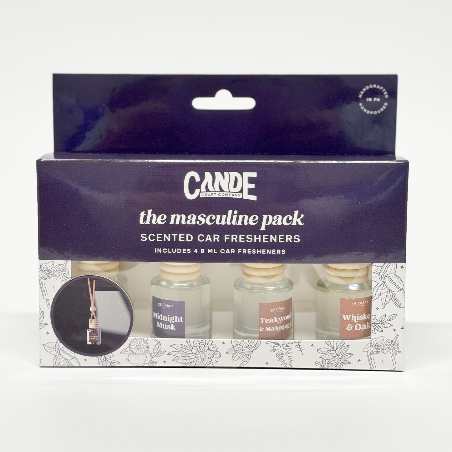 Masculine Scents 4 Pack Scented Car Fresheners Bundle Vehicle Air Fresheners CE Craft