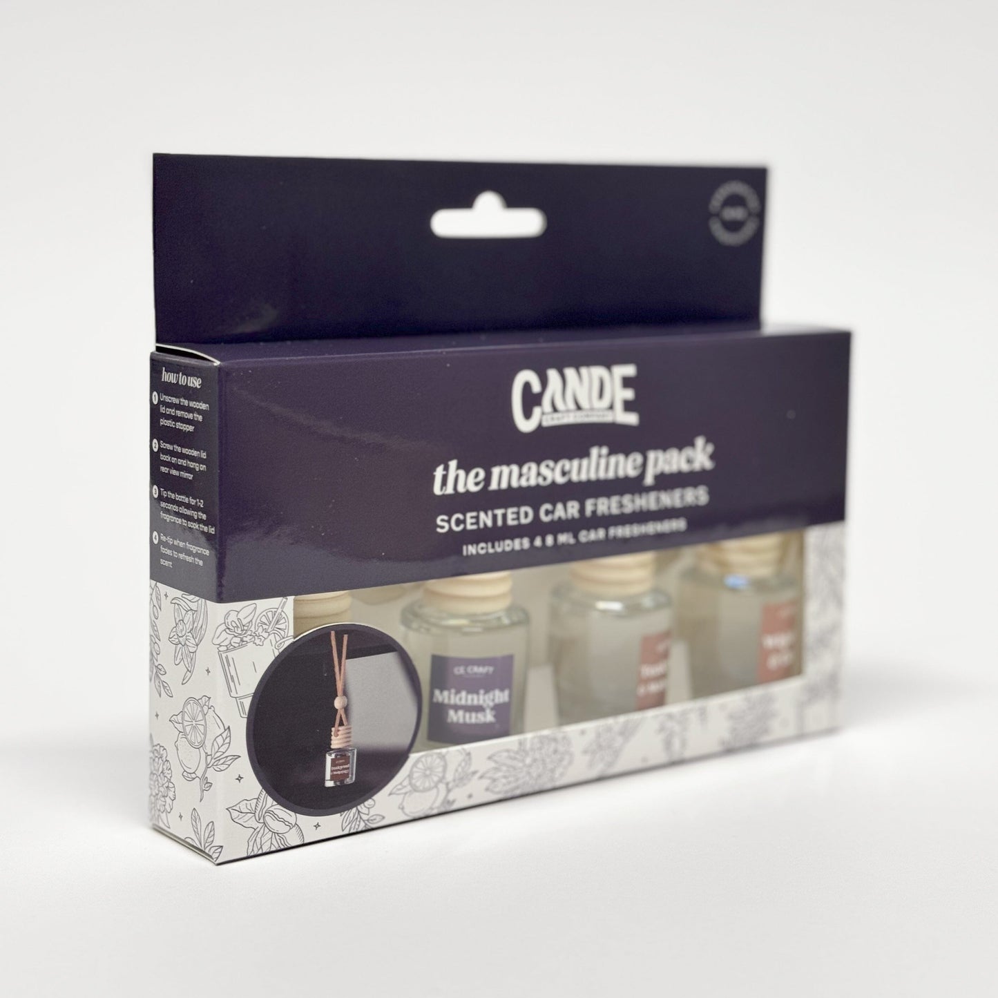 Masculine Scents 4 Pack Scented Car Fresheners Bundle Vehicle Air Fresheners CE Craft