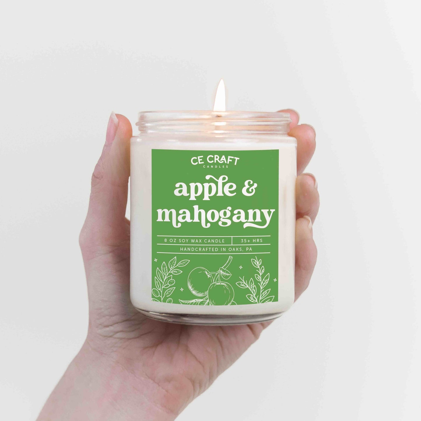 Apple + Mahogany Scented Candle Candles CE Craft