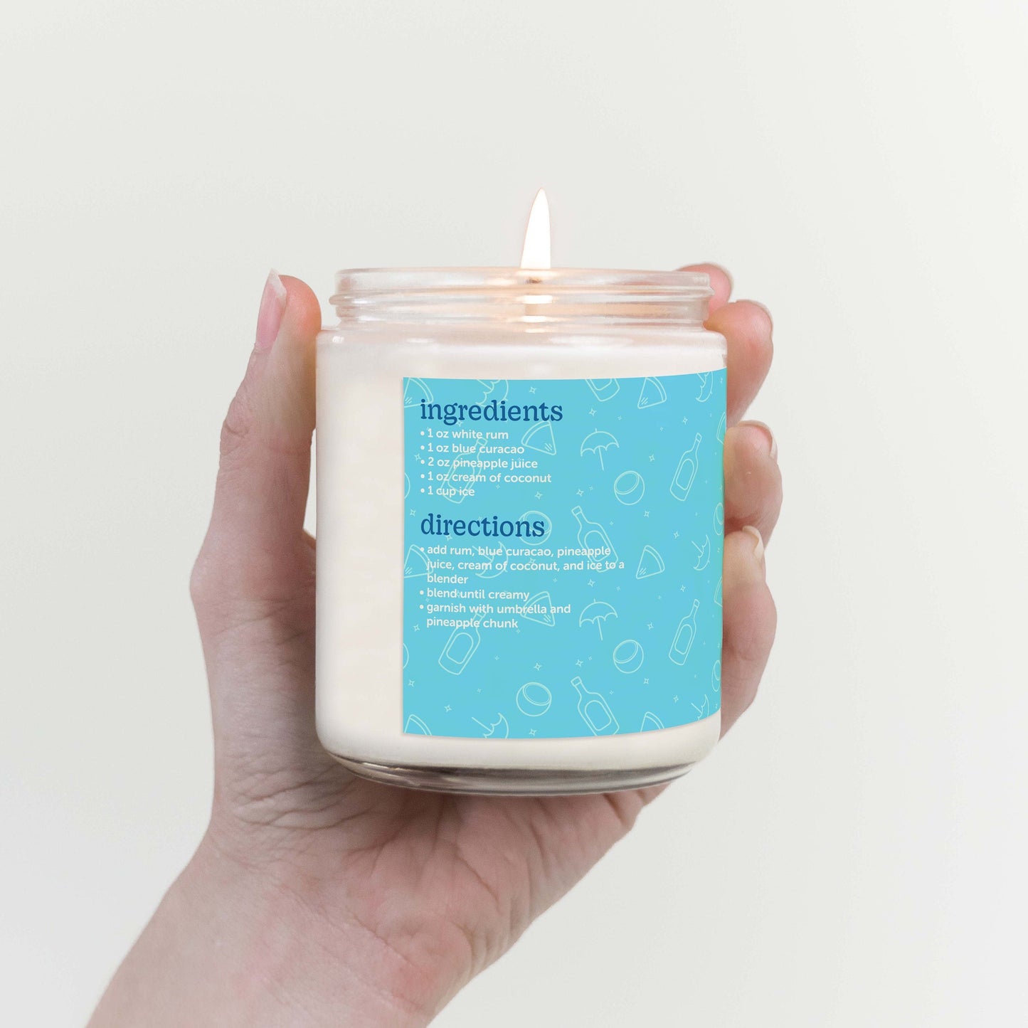 Blue Hawaiian Cocktail Inspired Scented Candle C & E Craft Co