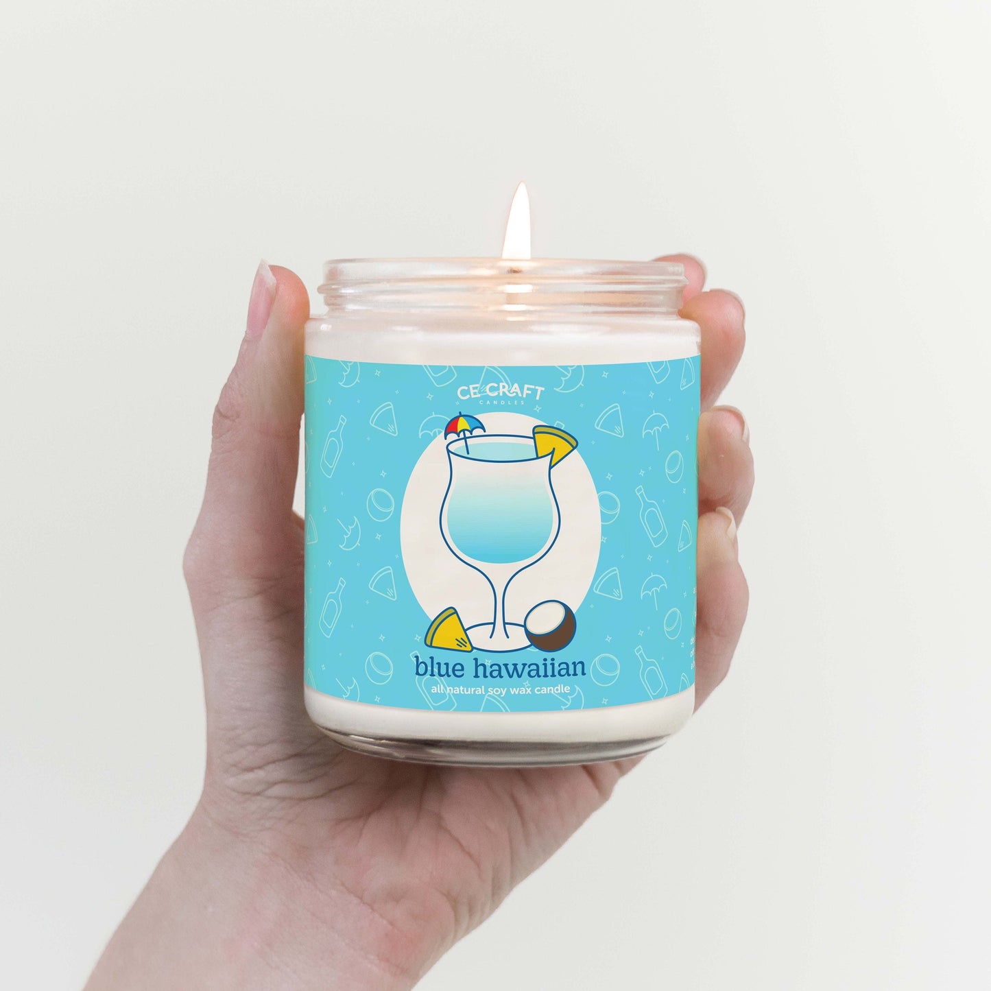 Blue Hawaiian Cocktail Inspired Scented Candle C & E Craft Co