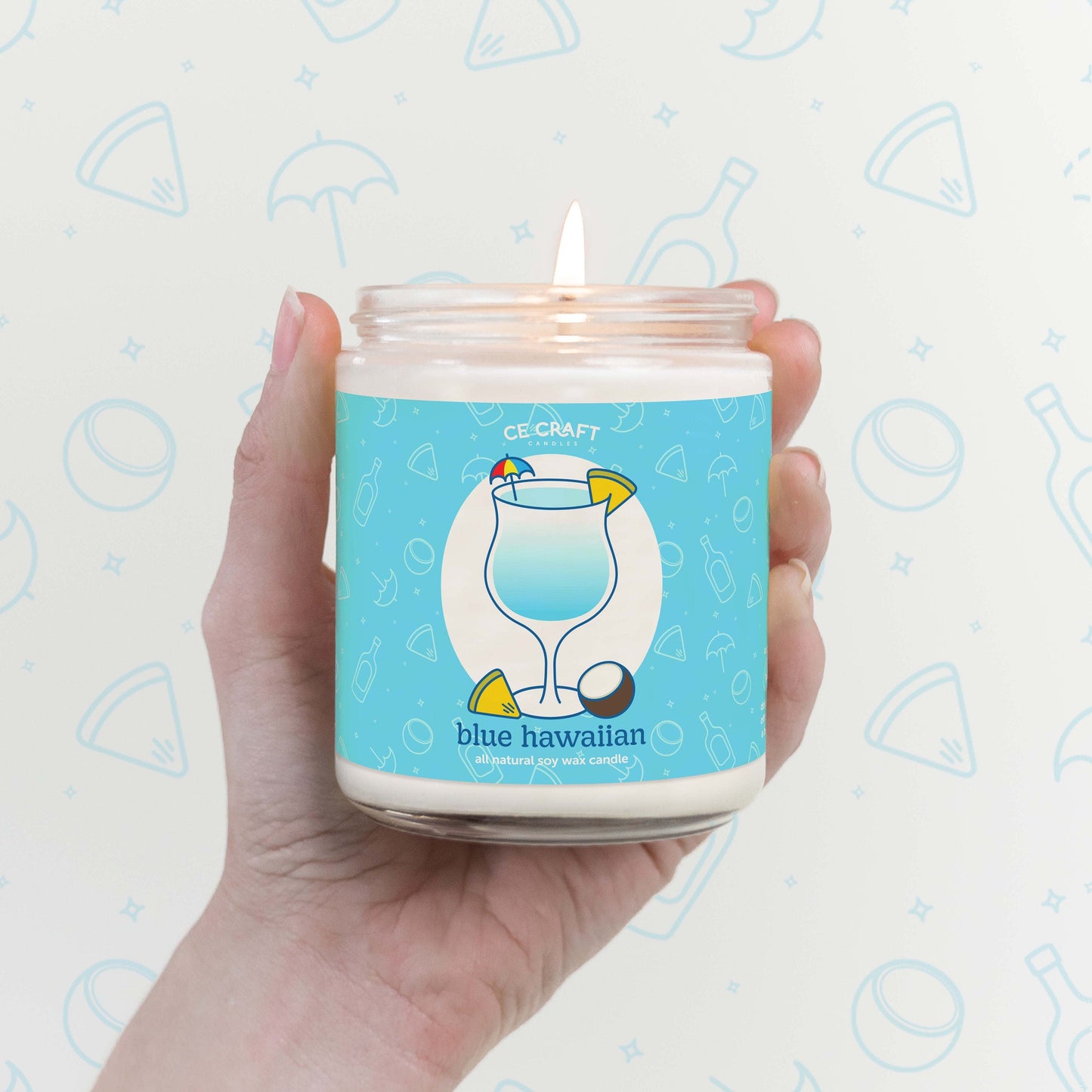 Blue Hawaiian Cocktail Inspired Scented Candle C & E Craft Co