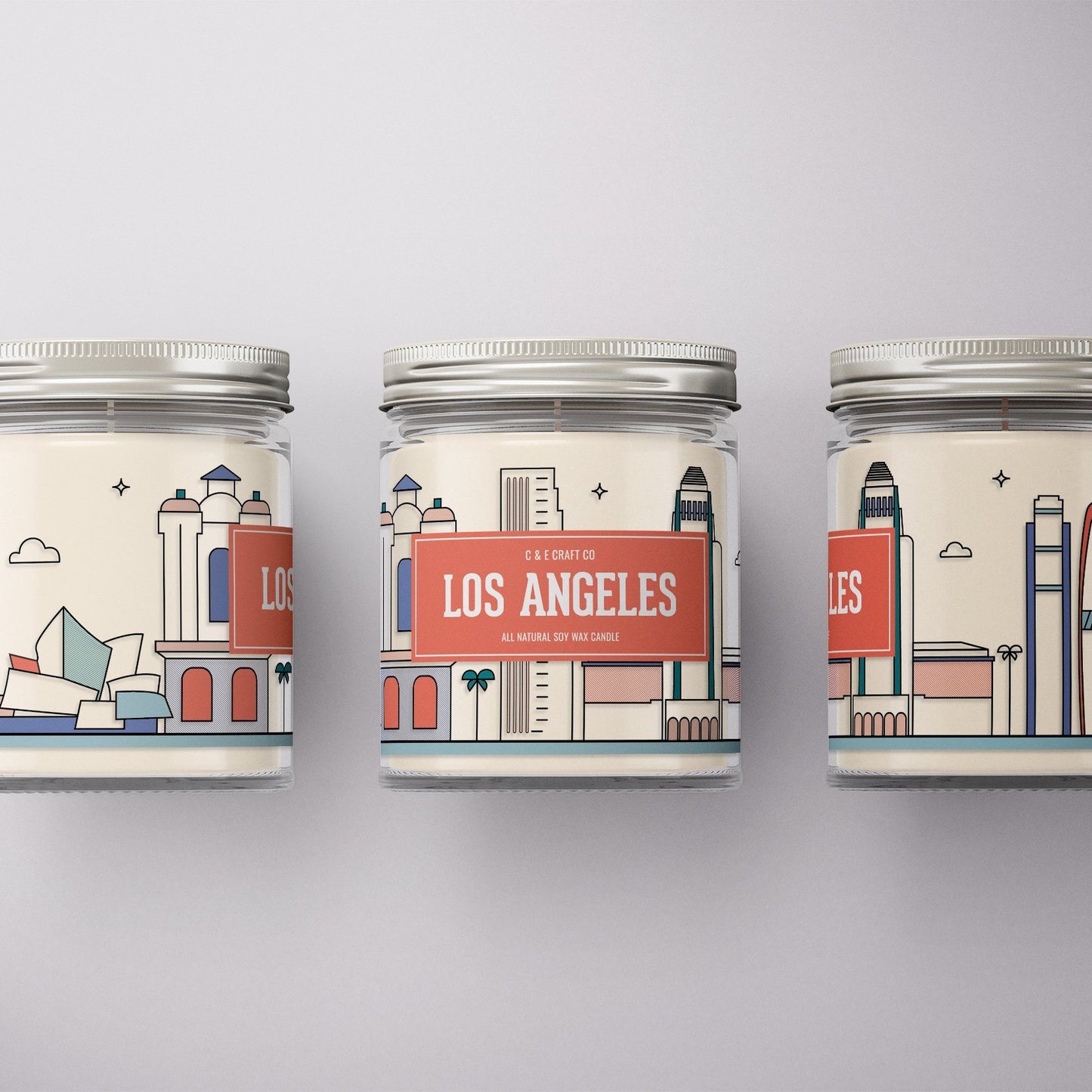 C&E - Los Angeles Skyline - Soy Wax Candle - Los Angeles Gift C & E Craft Co
