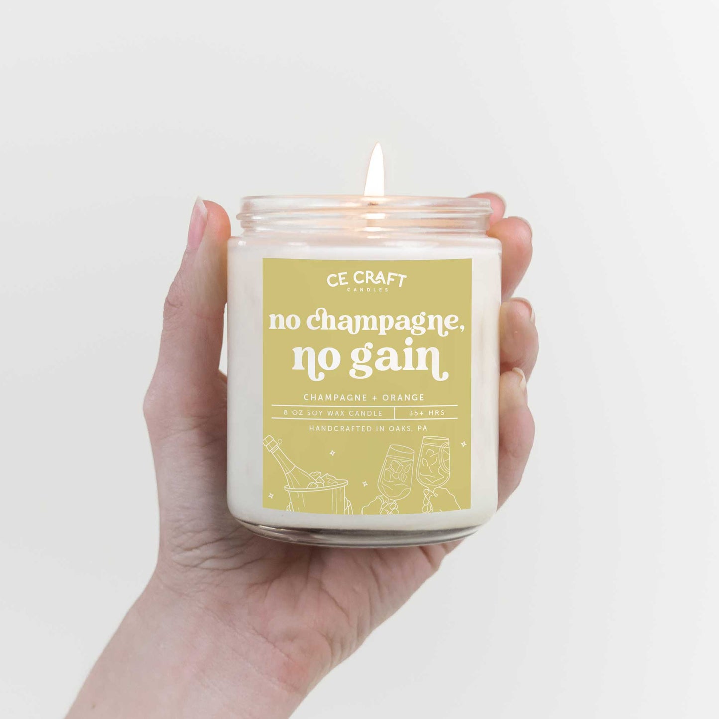 No Champagne, No Gain Scented Candle Candles CE Craft