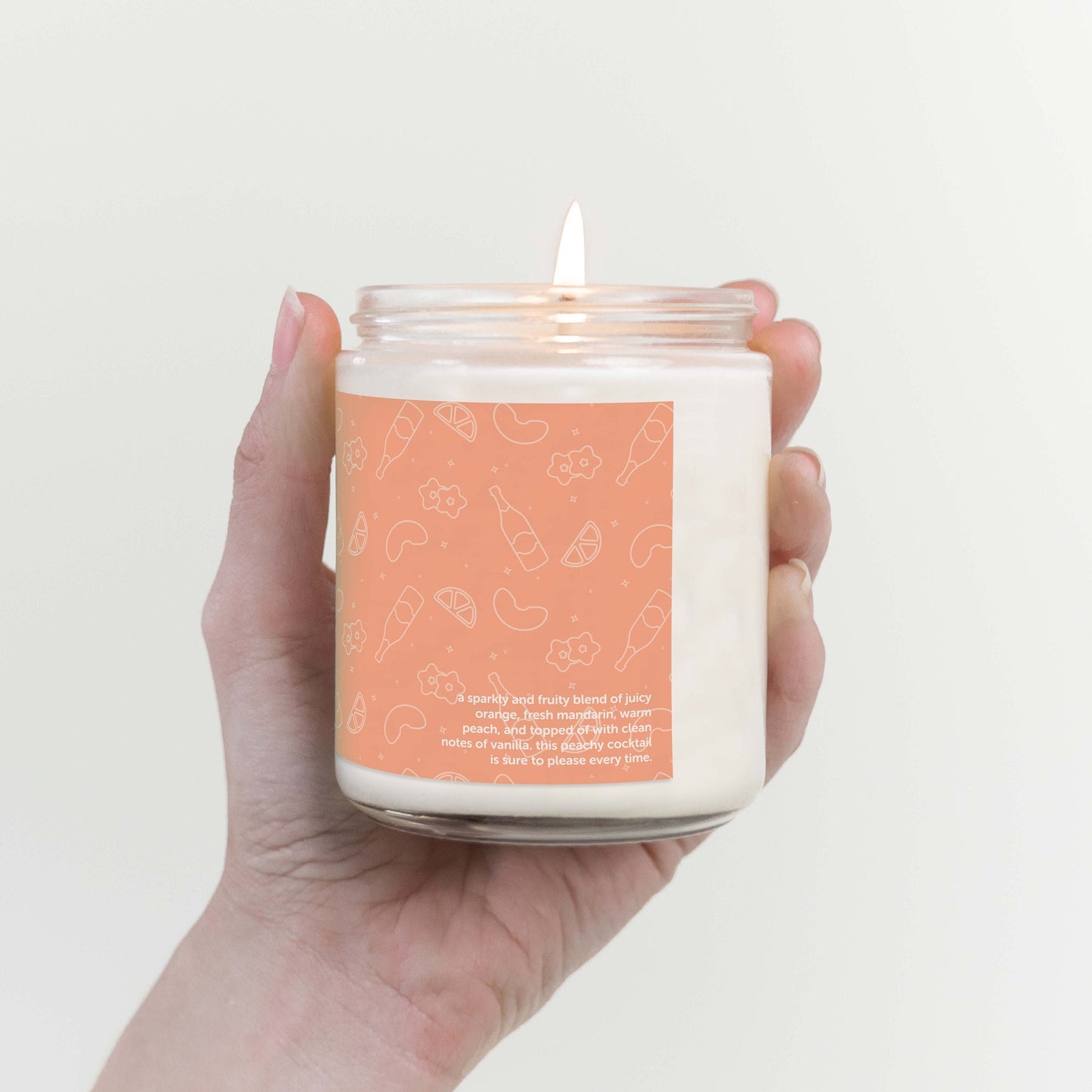 Peach Bellini Cocktail Inspired Scented Candle C & E Craft Co