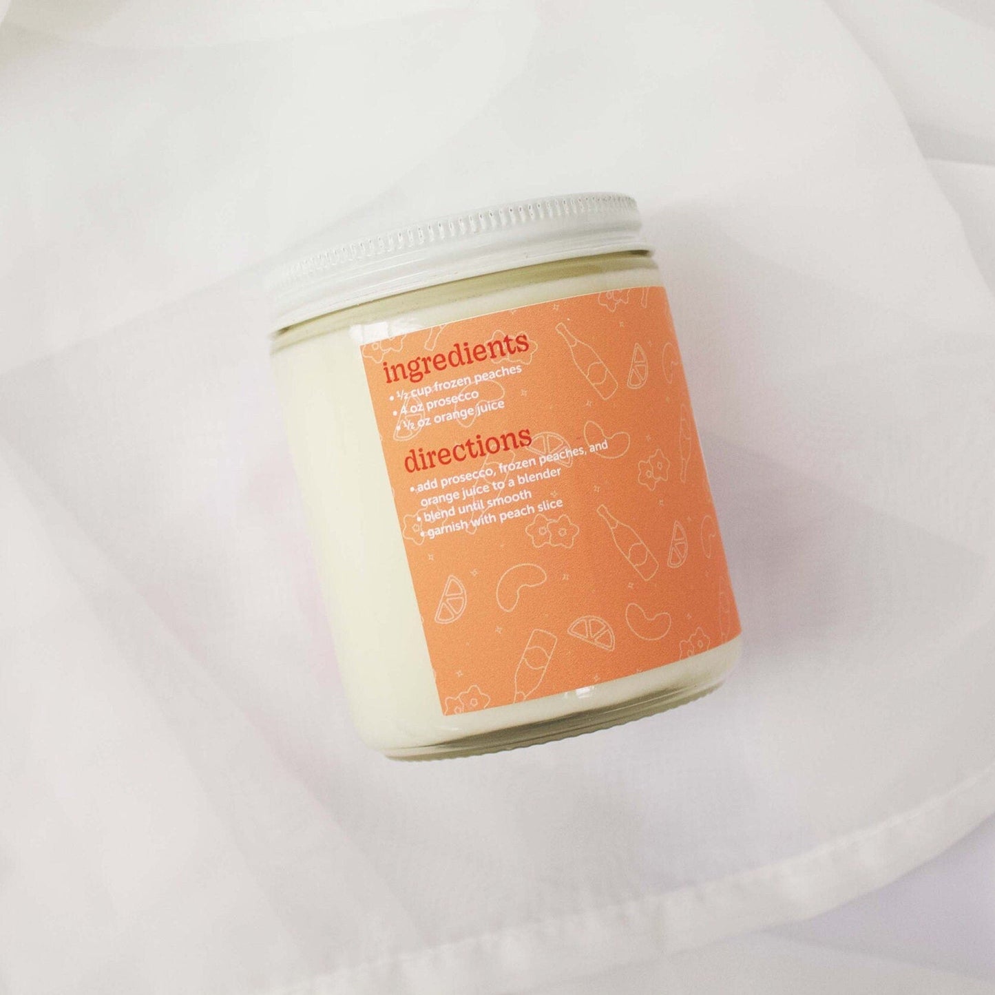 Peach Bellini Cocktail Inspired Scented Candle C & E Craft Co
