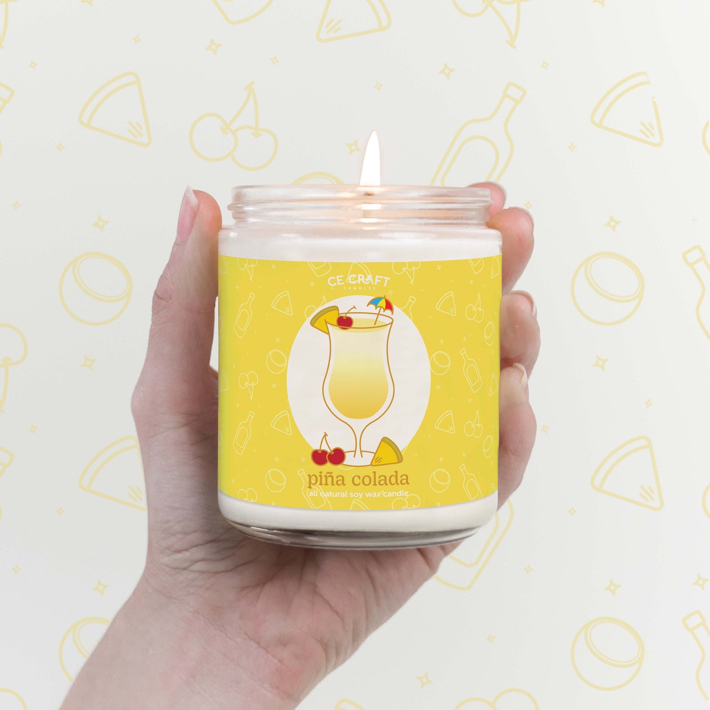 Pina Colada Cocktail Inspired Scented Candle C & E Craft Co