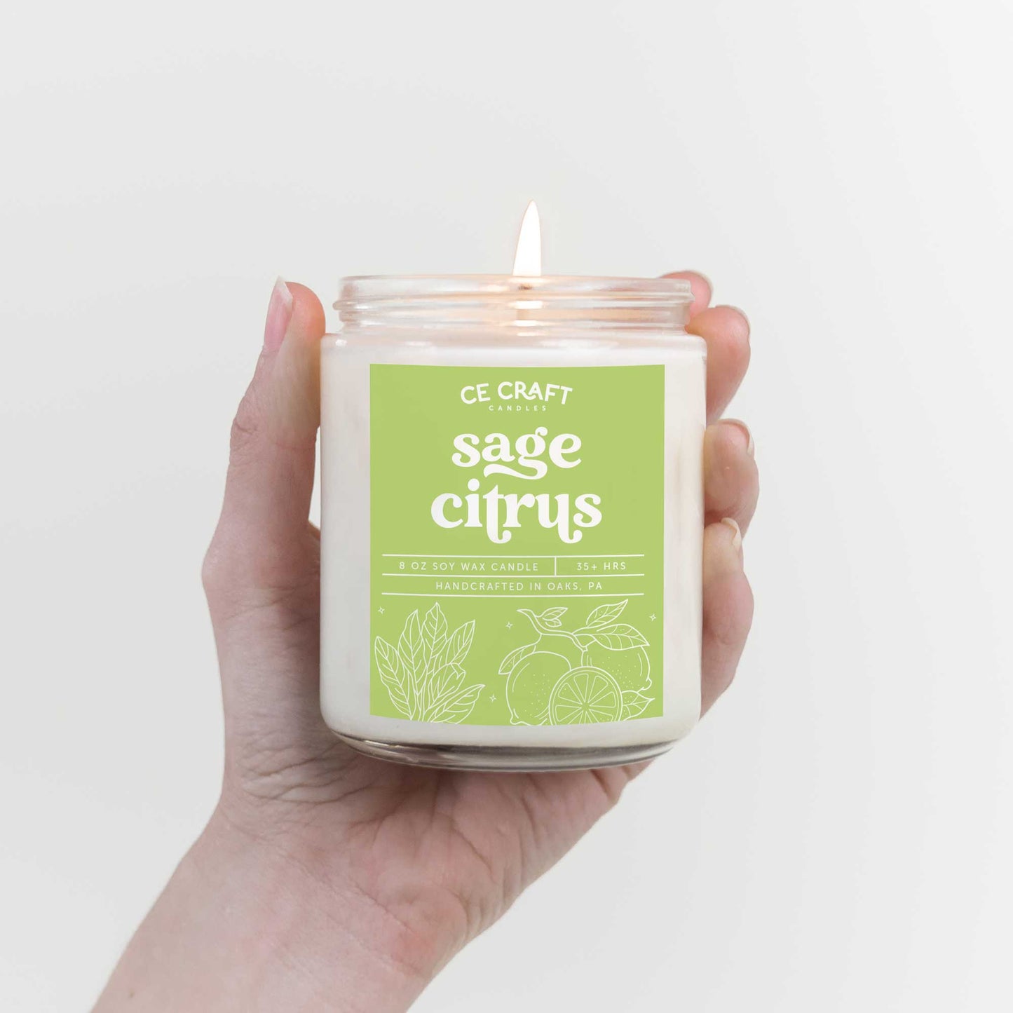 Sage Citrus Scented Candle Candles CE Craft