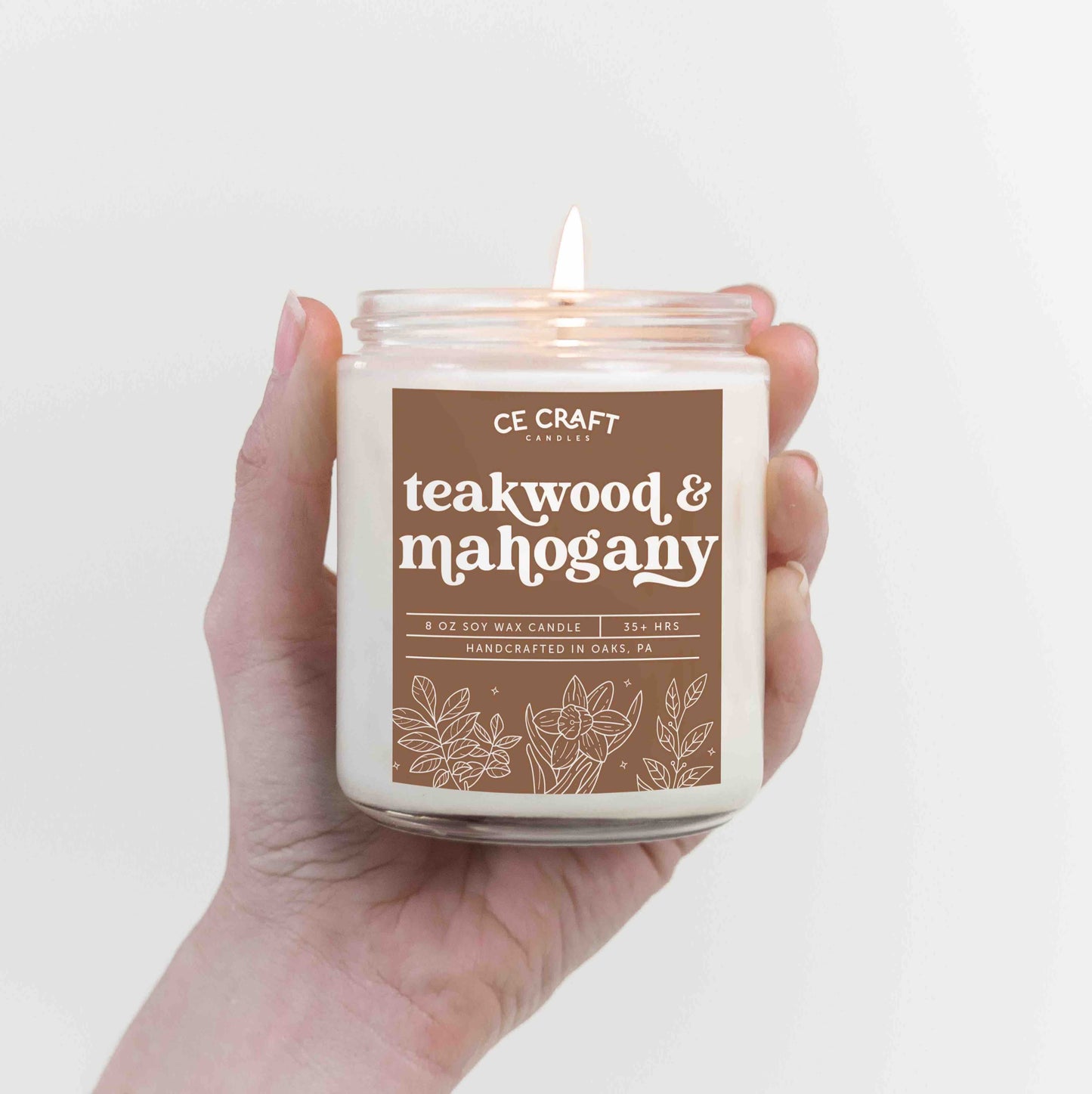 Teakwood + Mahogany Scented Candle Candles CE Craft