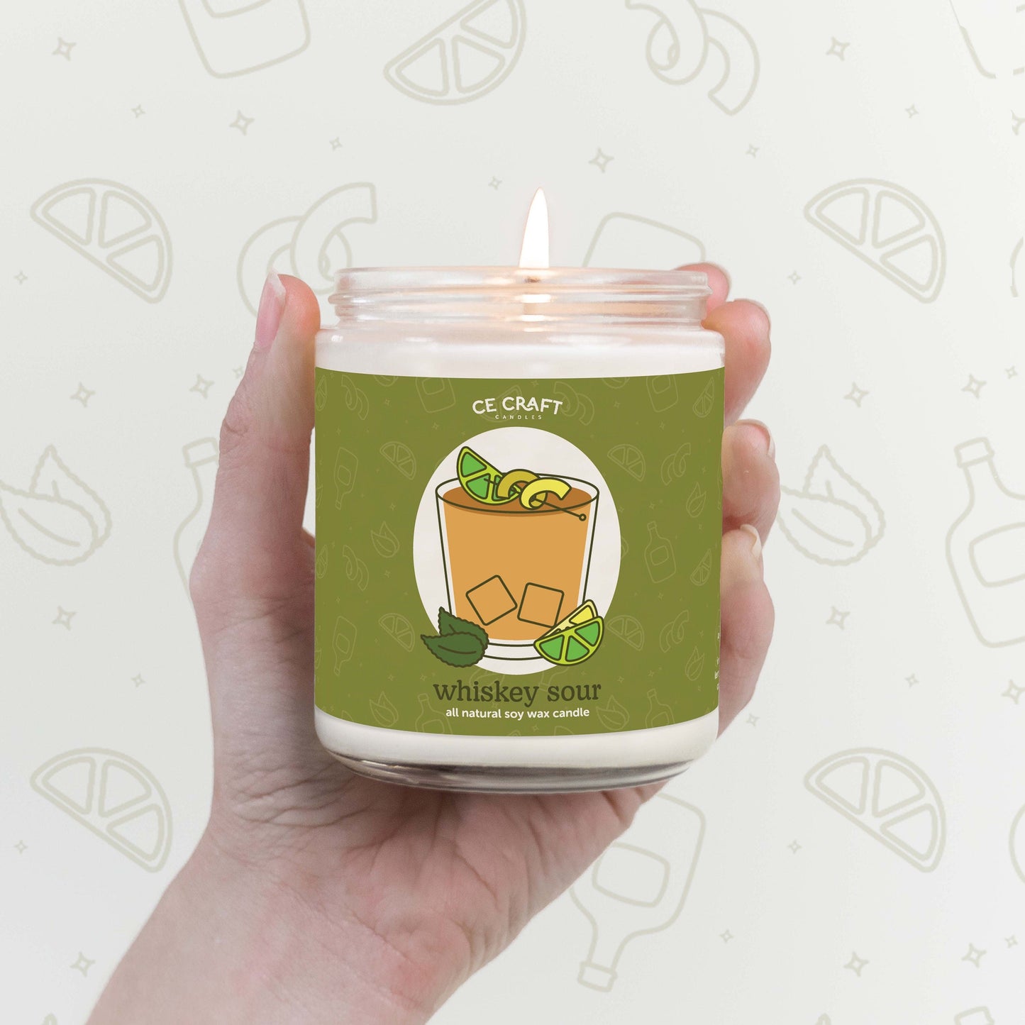 Whiskey Sour Cocktail Scented Candle C & E Craft Co