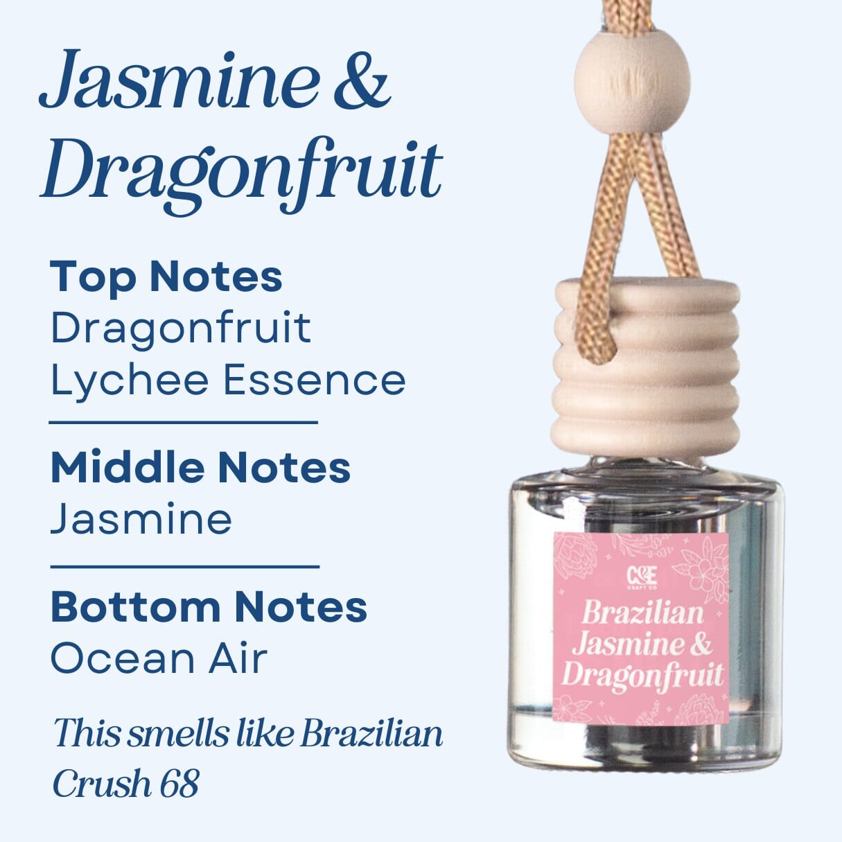 Brazilian Jasmine & Pink Dragonfruit Scented Car Freshener Vehicle Air Fresheners CE Craft 