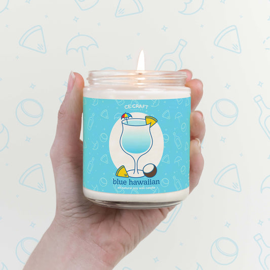 Blue Hawaiian Cocktail Inspired Scented Candle C & E Craft Co 