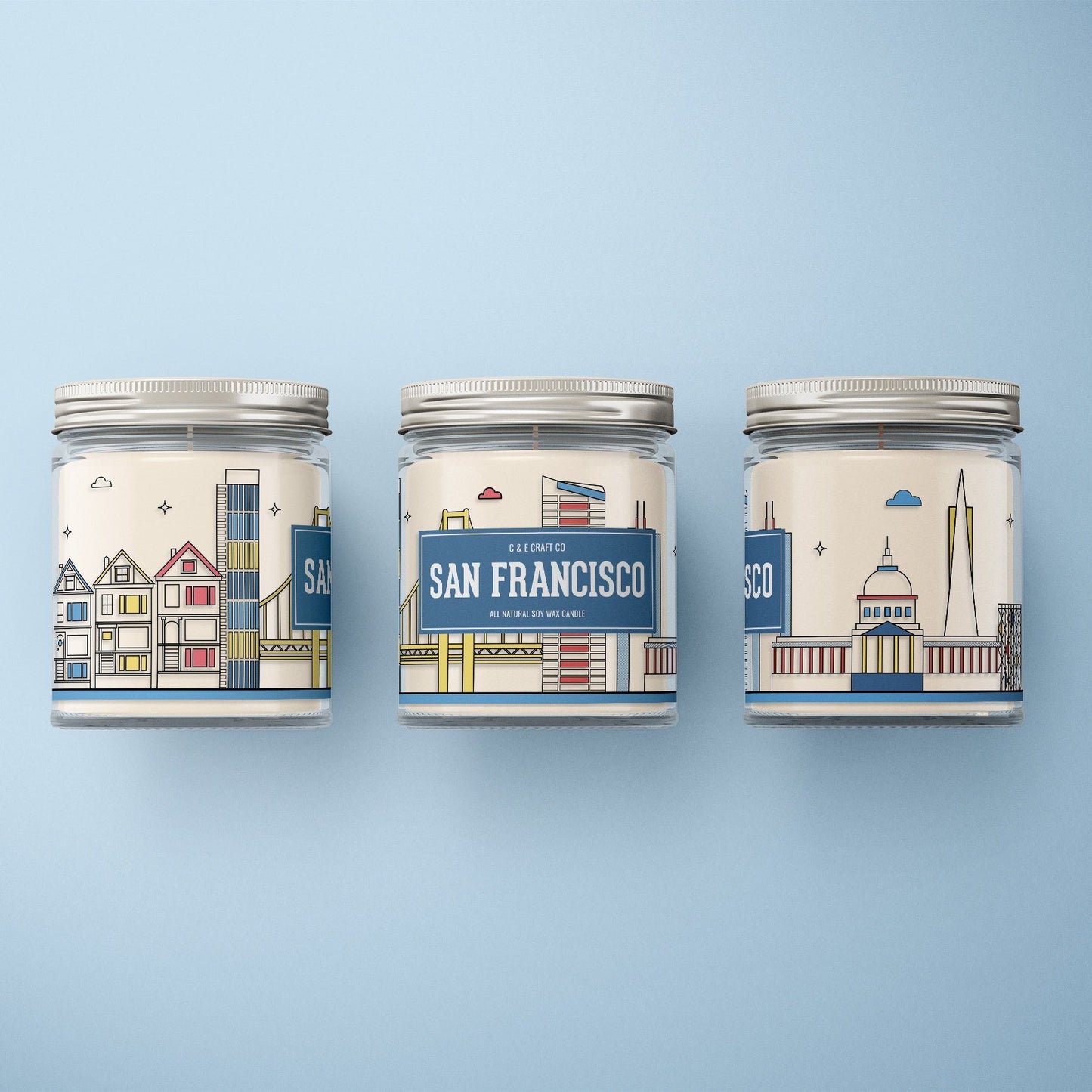 C&E - San Francisco Skyline - Soy Wax Candle - San Francisco Gift C & E Craft Co 